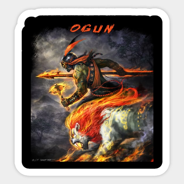 Ogun The Yoruba God of Iron and War Sticker by JP Targete